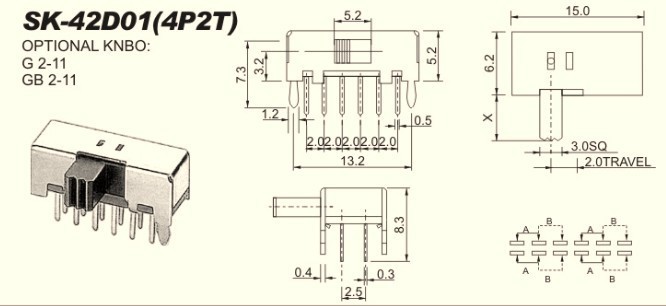 【供有拔動開關(guān) 撥動開關(guān)SK-42D01(4P2T)】價(jià)格,廠家,圖片,電工開關(guān),深圳市福田區(qū)深洪威電子銷售部-